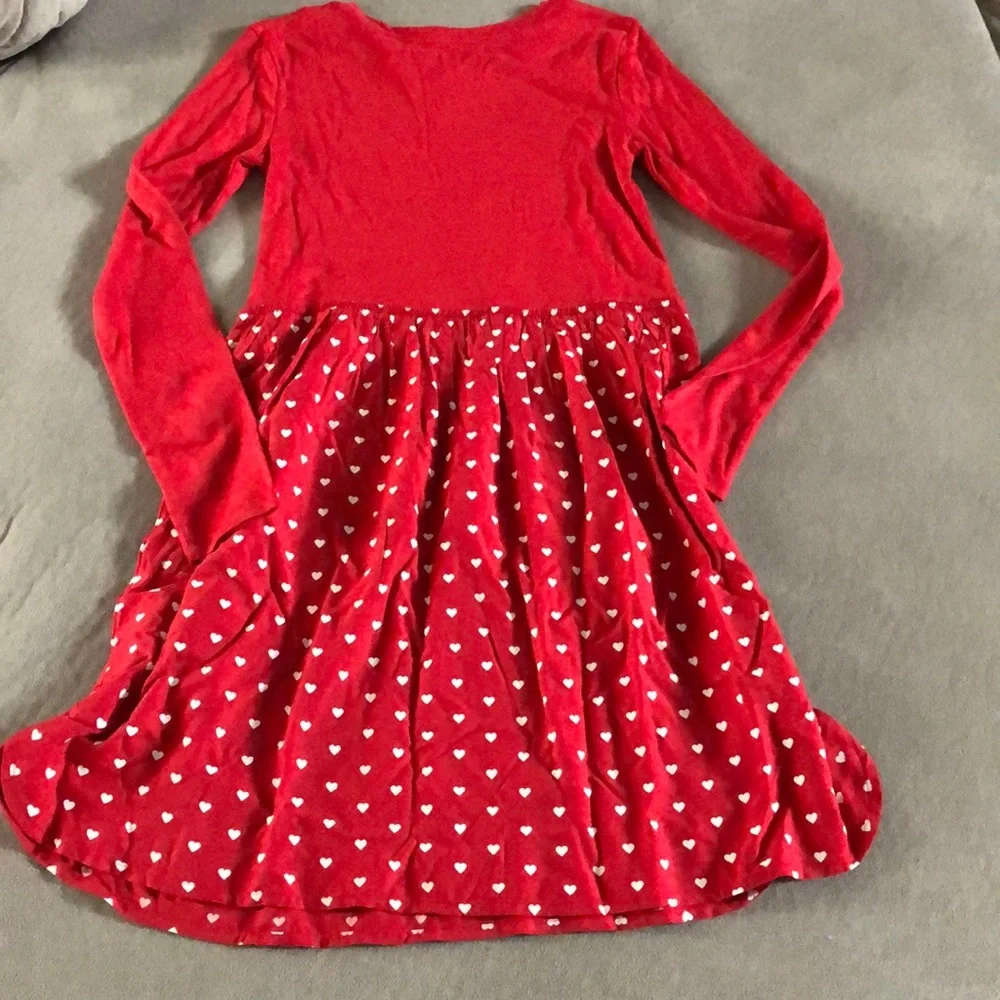 Gap Kids Dress Girls Size XL 12 Red White Hearts Long Sleeve‎